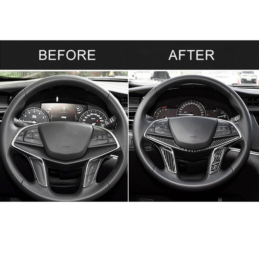 4 in 1 Car Carbon Fiber Steering Wheel Button Decorative Sticker for Cadillac xt5 2016-2017, Left...