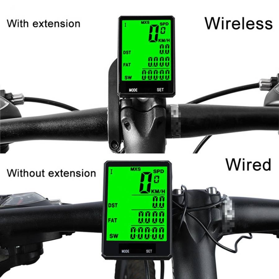 2.8 inch English Wireless Waterproof Cycle Computer LCD Odometer Speedometer with Extension Holder