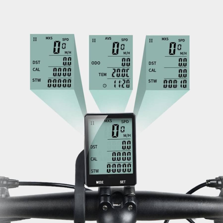 2.8 inch English Wireless Waterproof Cycle Computer LCD Odometer Speedometer with Extension Holder