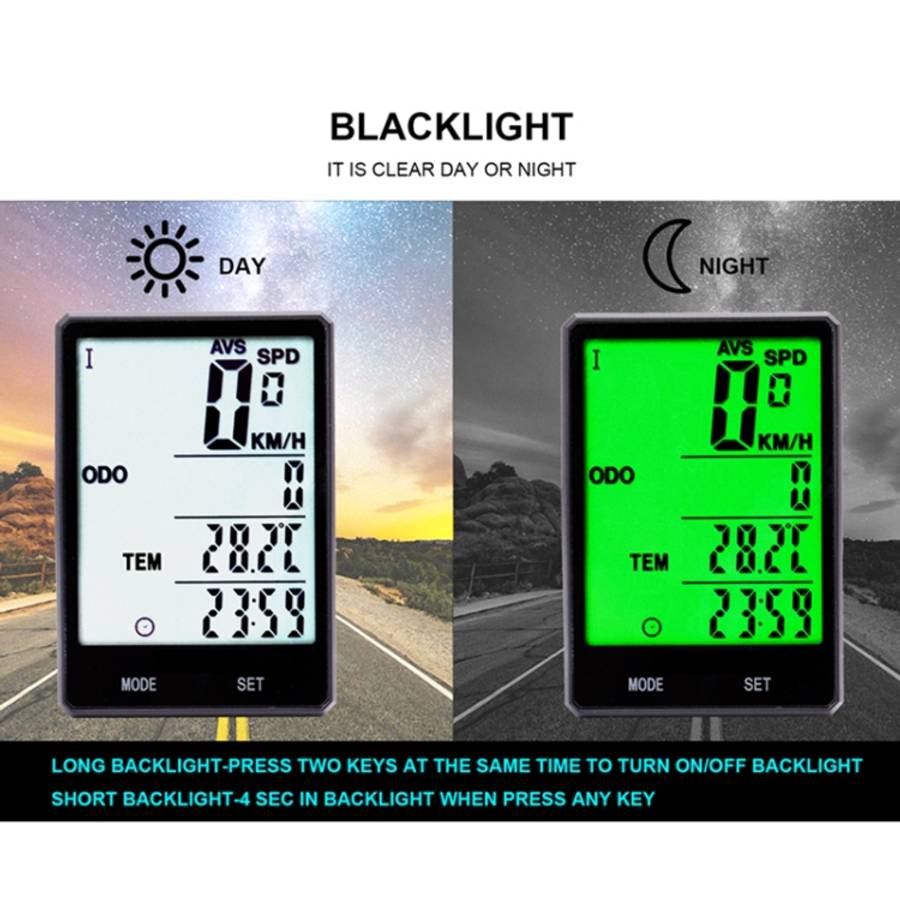 2.8 inch English Wireless Waterproof Cycle Computer LCD Odometer Speedometer with Extension Holder