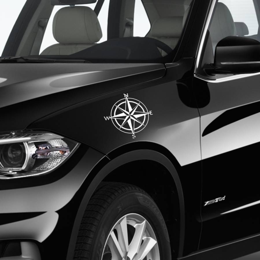 10 PCS Car Compass Pattern Random Decorative Sticker White