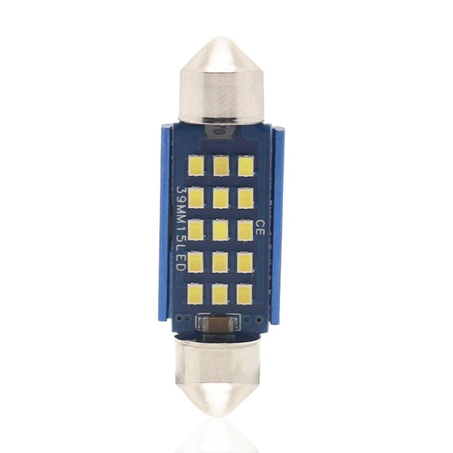 2pcs 39mm DC12-24V / 1W / 6000K / 60LM 15LEDs SMD Car Reading Lamp Dome Light