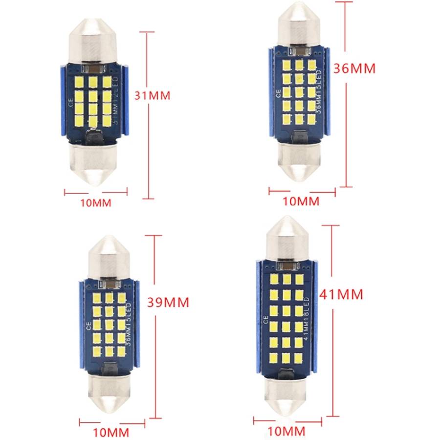 2pcs 39mm DC12-24V / 1W / 6000K / 60LM 15LEDs SMD Car Reading Lamp Dome Light