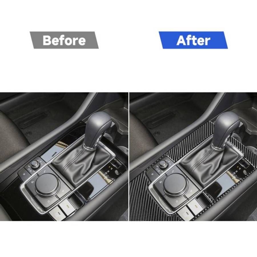 Car Carbon Fiber Central Control Gear Panel Decorative Sticker for Mazda 3 Axela 2020, Right Drive