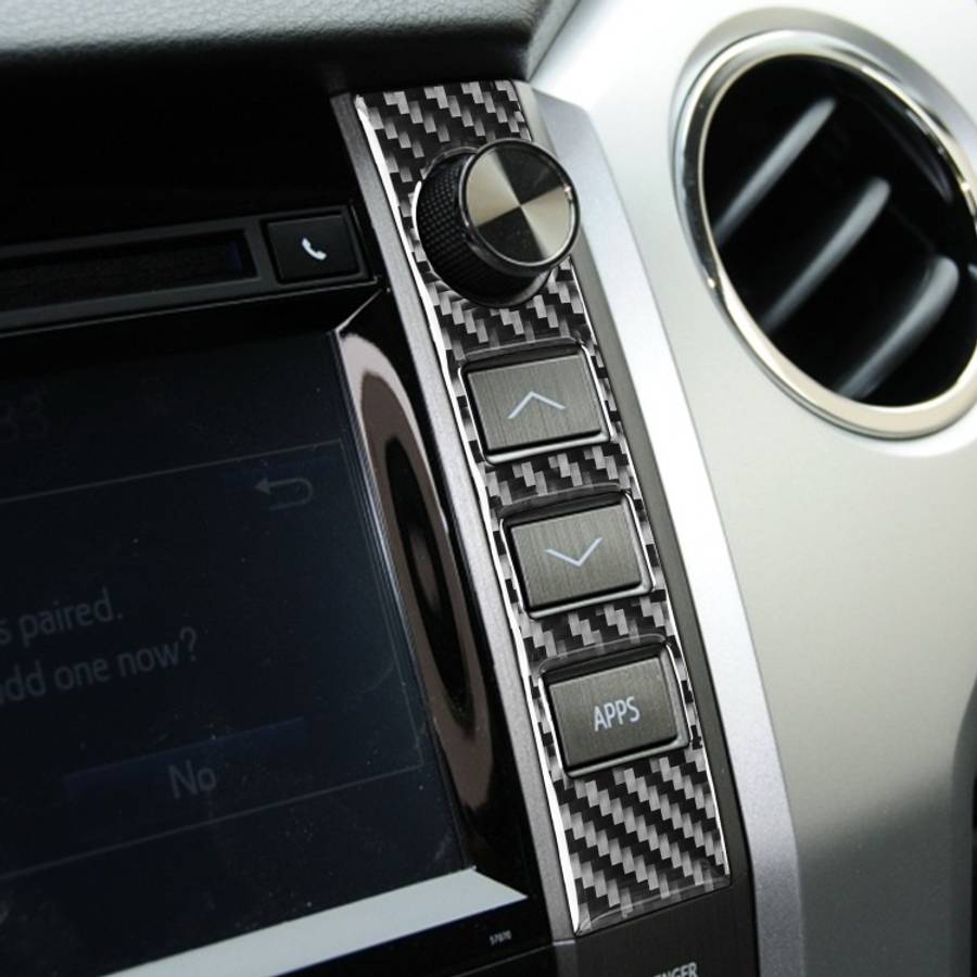 2 PCS / Set Carbon Fiber Car Central Control Volume Switch Decorative Sticker for Toyota Tundra 2...