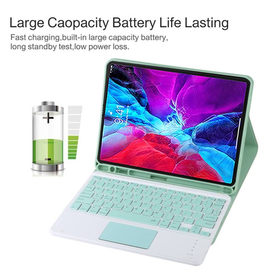 TG11BC Detachable Bluetooth Green Keyboard Microfiber Leather Tablet Case for iPad Pro 11 inch (2...