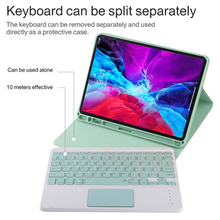 TG11BC Detachable Bluetooth Green Keyboard Microfiber Leather Tablet Case for iPad Pro 11 inch (2...