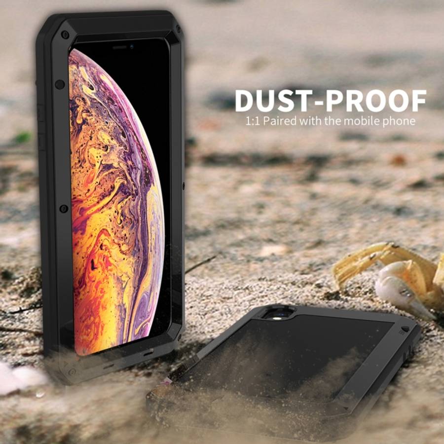 For iPhone XS Max Waterproof Dustproof Shockproof Aluminum Alloy + Tempered Glass + Silicone Case...