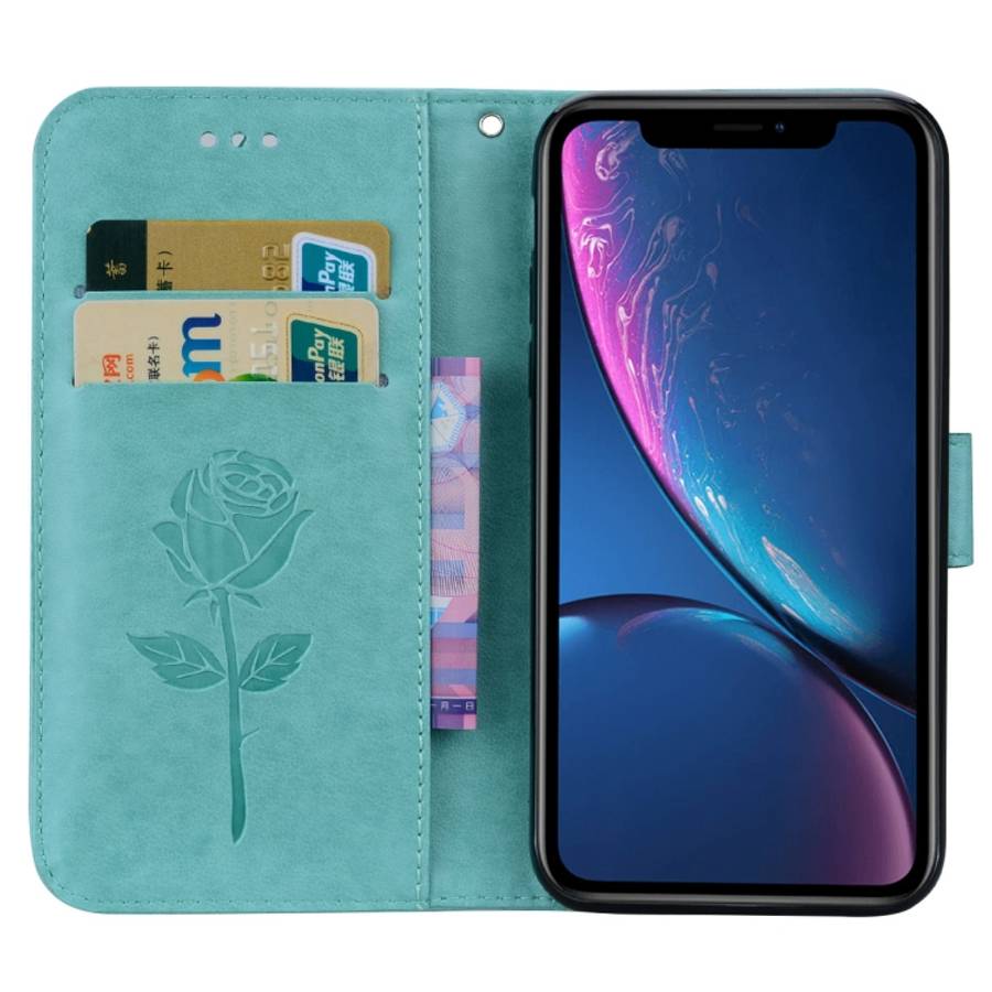 For iPhone XR Rose Embossed Horizontal Flip PU Leather Case,  with Holder &amp; Card Slots &amp; ...
