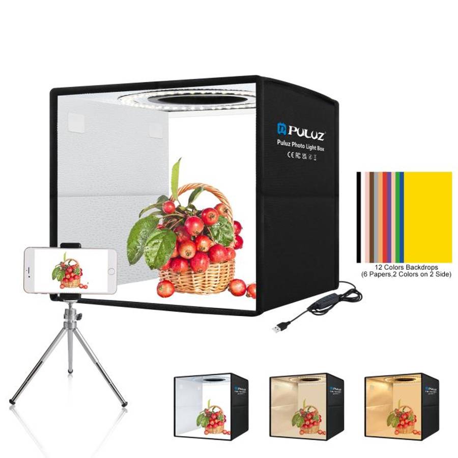 PULUZ 25cm Folding Portable 3 Modes Dual Color Temperature Ring Light Photo Lighting Studio Shoot...