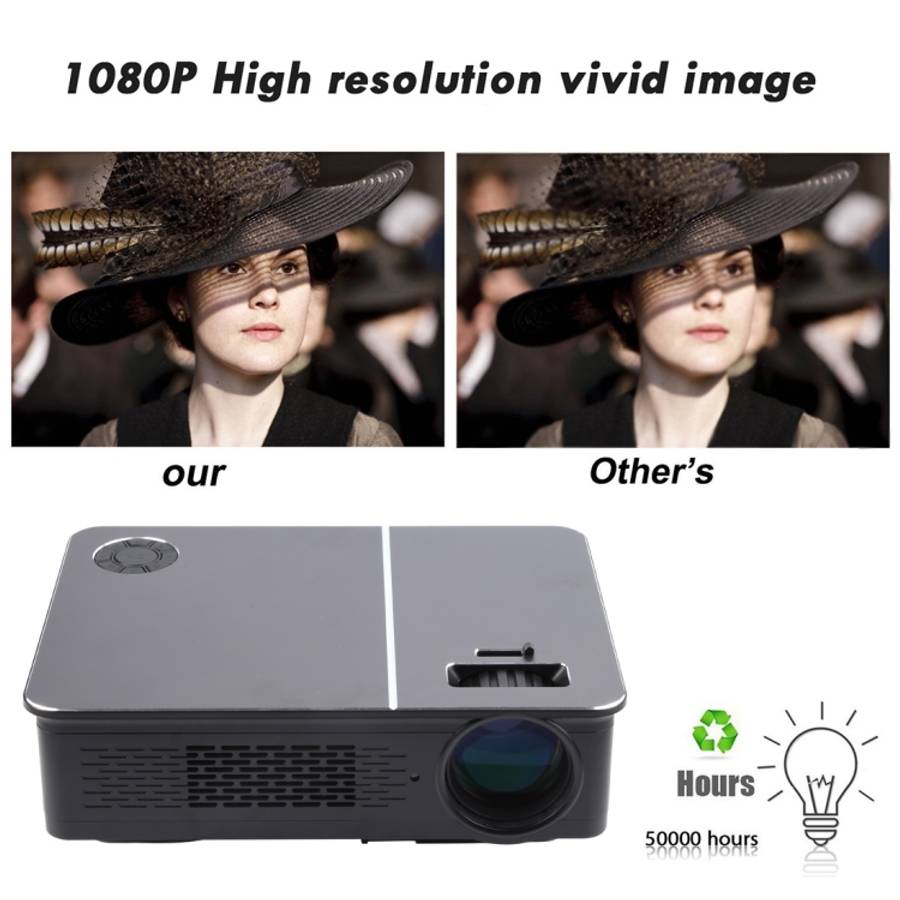 Wejoy L5 Home Theater Adjustable Optical Keystone Full HD 1080P LED LCD Video Projector with Remo...