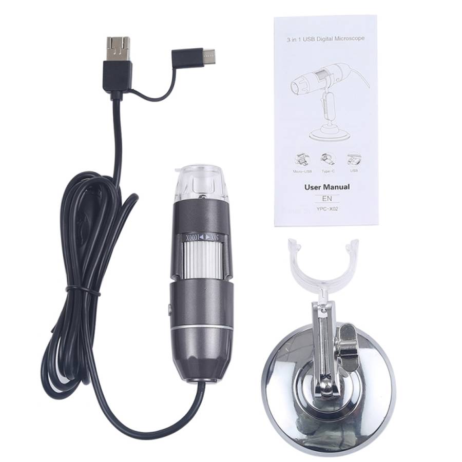 1600X Magnifier HD Image Sensor 3 in 1 USB Digital Microscope with 8 LED &amp; Professional Stand