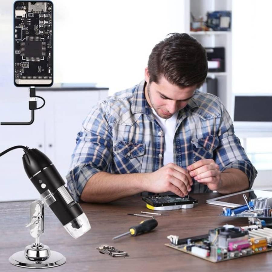 1600X Magnifier HD Image Sensor 3 in 1 USB Digital Microscope with 8 LED &amp; Professional Stand