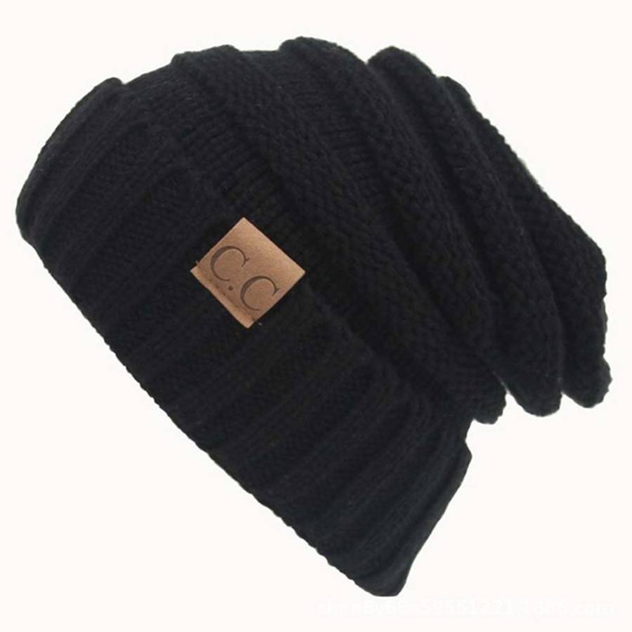 CC Letter Solid Color Wool Hats Concise Knitting Hat, Pink, Beown, Grey, Dark Beige, Khaki, Magen...