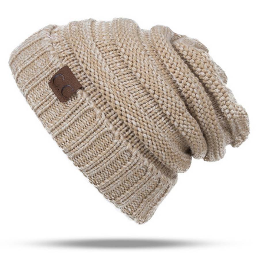 CC Letter Solid Color Wool Hats Concise Knitting Hat, Pink, Beown, Grey, Dark Beige, Khaki, Magen...