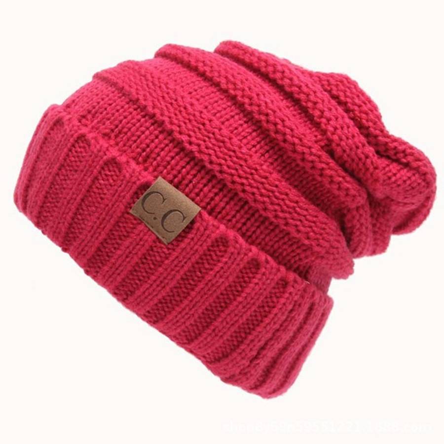 CC Letter Solid Color Wool Hats Concise Knitting Hat, Pink, Beown, Grey, Dark Beige, Khaki, Magen...