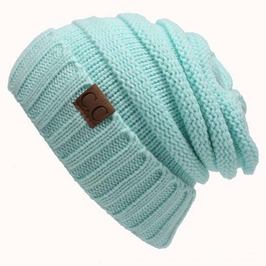 CC Letter Solid Color Wool Hats Concise Knitting Hat, Pink, Beown, Grey, Dark Beige, Khaki, Magen...