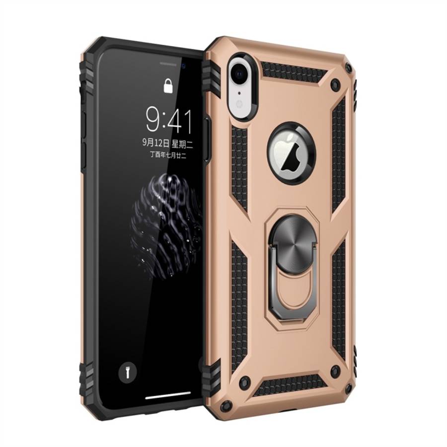 For iPhone XR Armor Shockproof TPU + PC Protective Case with 360 Degree Rotation Holder, For iPho...