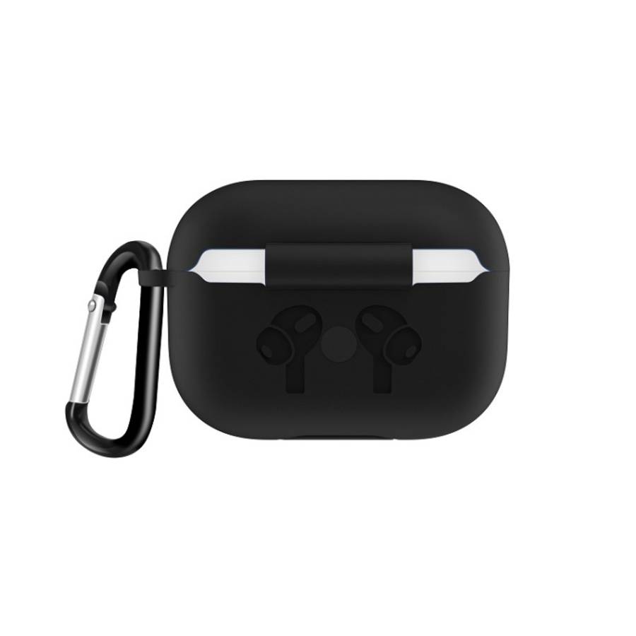 For AirPods Pro Silicone Flip Cover Earphone Protective Case with Anti-drop Buckle, Black, Grey