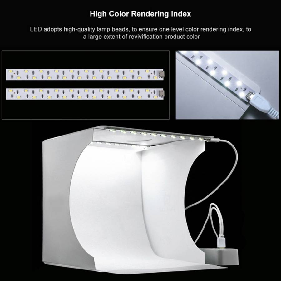 PULUZ 20cm Include 2 LED Panels Folding Portable 1100LM Light Photo Lighting Studio Shooting Tent...