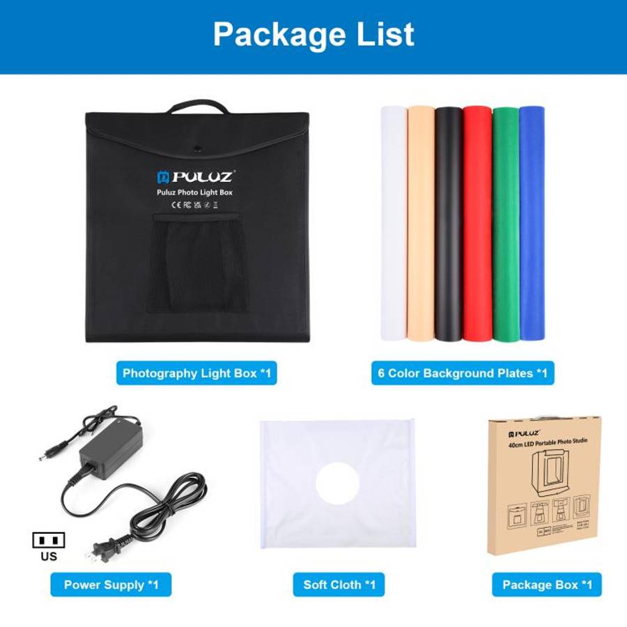 PULUZ 40cm Folding Portable White Light Dimmable Photo Lighting Studio Shooting Tent Box Kit with...