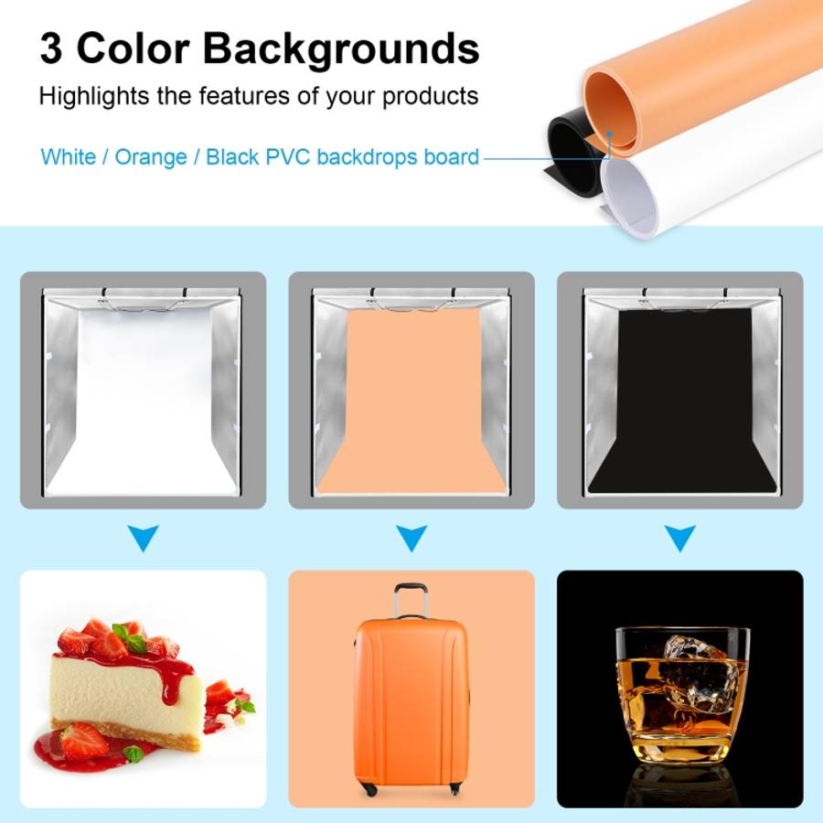 PULUZ 80cm Folding Portable 72W White Light Photo Lighting Studio Shooting Tent Box Kit with 3 Co...