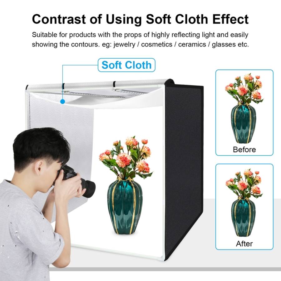 PULUZ 80cm Folding Portable 72W White Light Photo Lighting Studio Shooting Tent Box Kit with 3 Co...