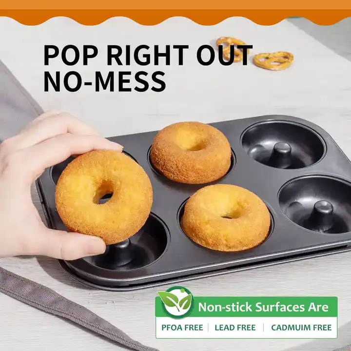 Non-Stick Baking Pastry Tools Cake Mold Baking Tray 6-Cavity fluted pan Bagels fluted cake pa