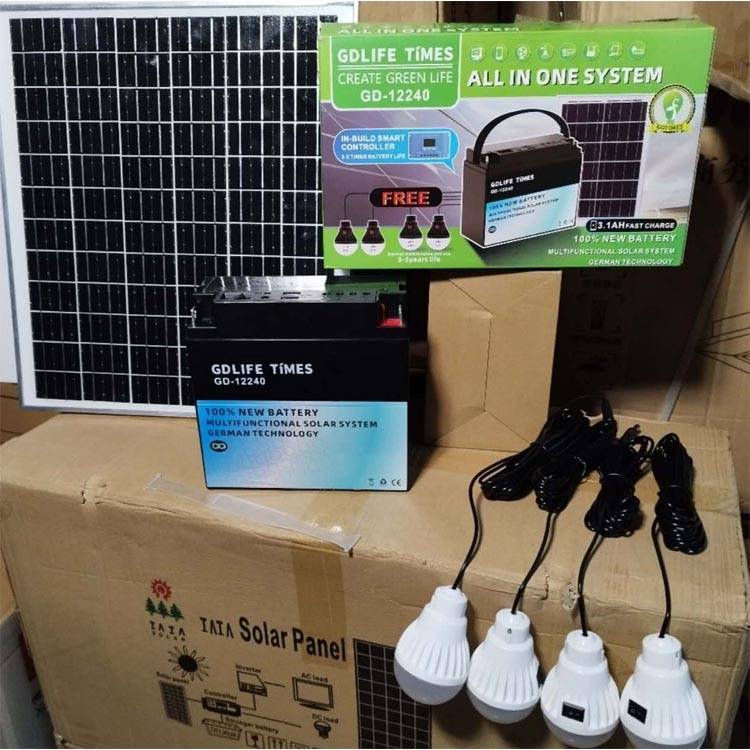 GD12240 12v 20ah Solar Storage Emergency Solar Generator With 4pcs Bulb 20w Solar Panel Ups Battery