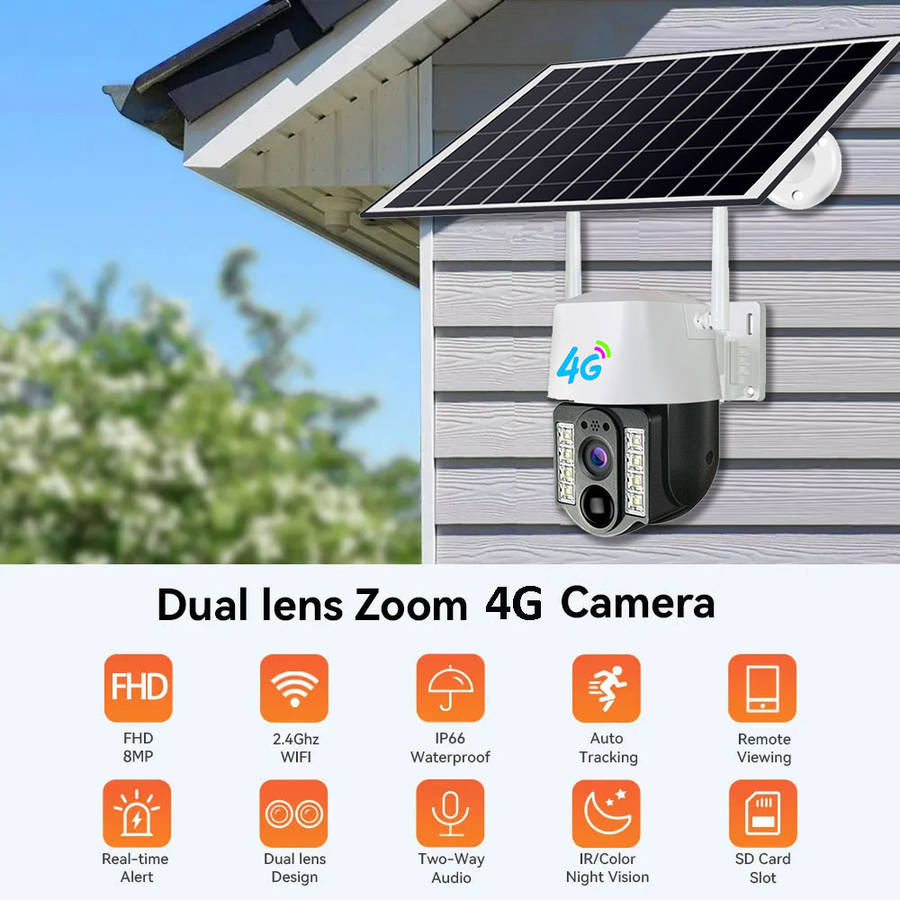 4G Solar Panel Power PTZ Camera V380 Pro 1080P Outdoor Wireless Security 4G Solar Battery CCTV IP C