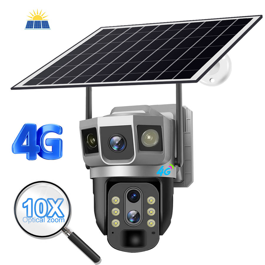 Dual Lens V380 Pro Solar Powered Surveillance Security PTZ CCTV Camera Wireless Outdoor WiFi 4G Sim