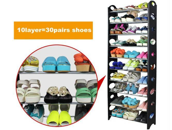 Living Room Furniture DIY Plastic 10 Tiers Shoes Rack Organizer