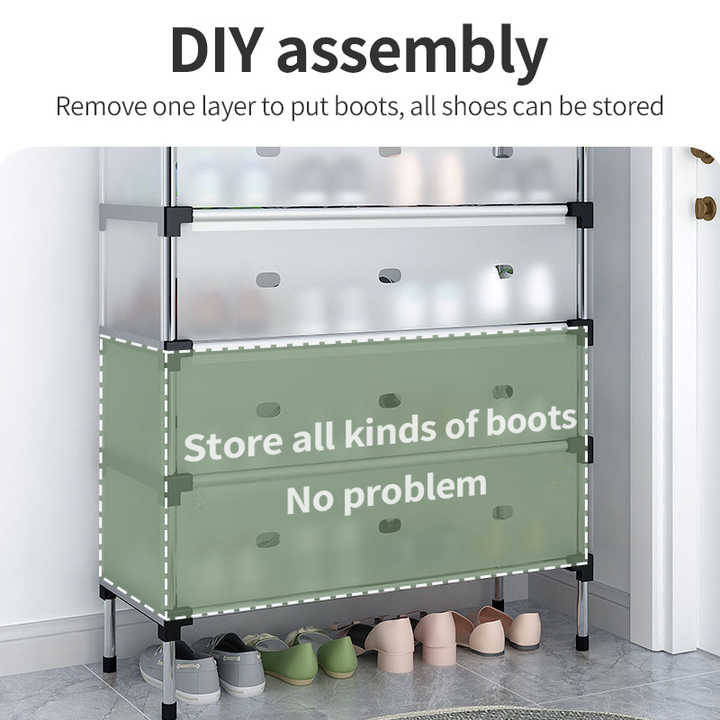 Stainless Steel Shoe Organizer - 4-Shelf, Sturdy & Durable Free Standing Shoe Rack for Entryway & Ou