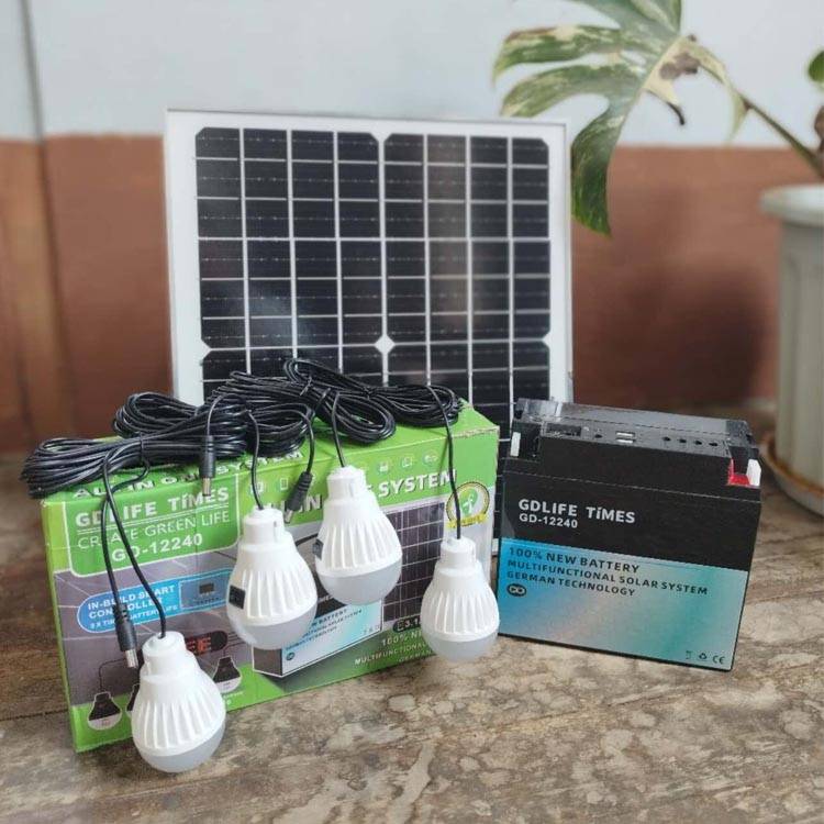 GD12240 12v 20ah Solar Storage Emergency Solar Generator With 4pcs Bulb 20w Solar Panel Ups Battery