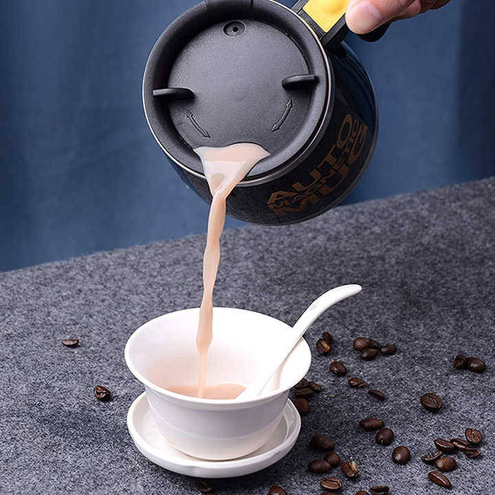 Stainless Steel Smart Automatic Mixing Cup 2 AA Batteries Magnetic Stirring Coffee Mug