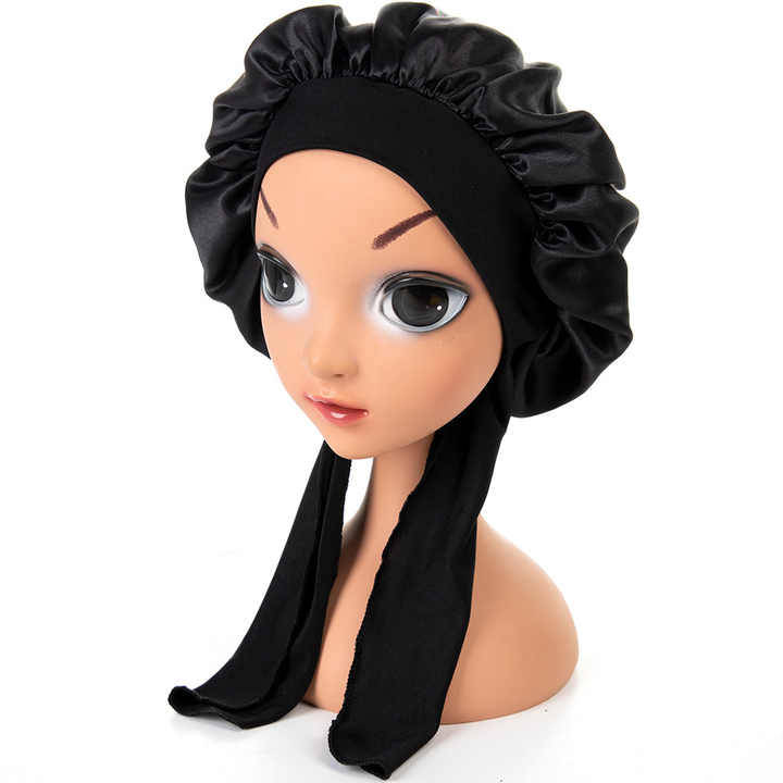 Headbands Adjustable Silk Braid Long Bonnets and Satin Hair Wraps Women Designer Satin Hair Bonnets