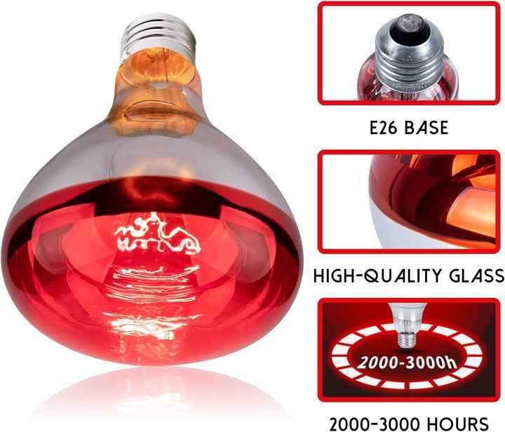 Warming Bathroom Red Heat Lamp Thermal Lamp Livestock Heating Pet Infrared Amphibian Heating Lamp