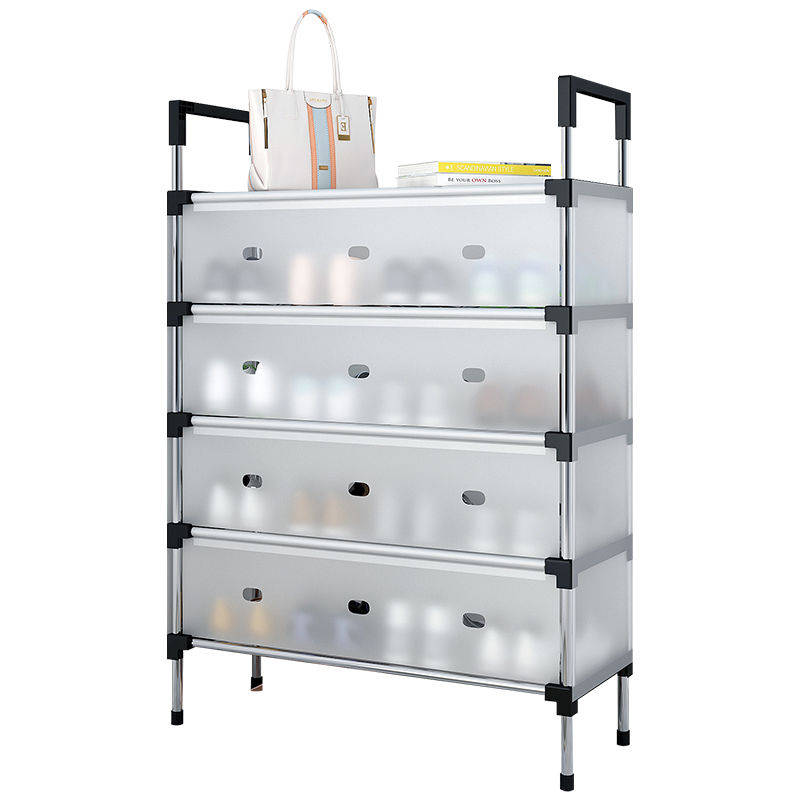 Stainless Steel Shoe Organizer - 4-Shelf, Sturdy & Durable Free Standing Shoe Rack for Entryway & Ou
