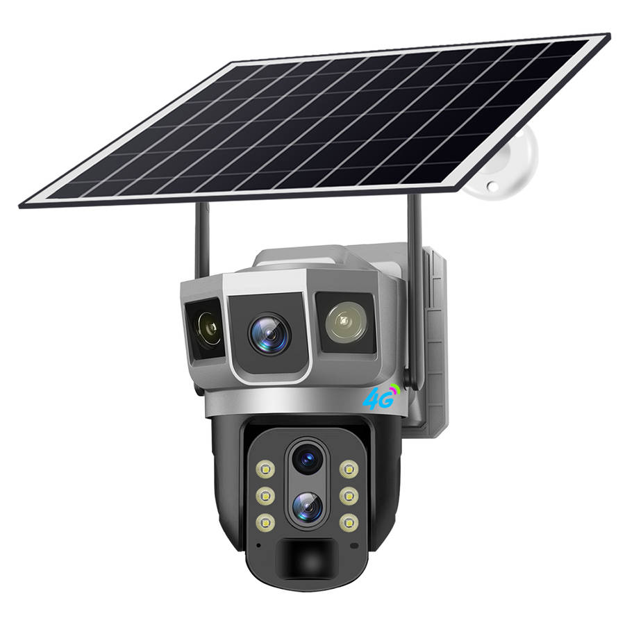 Dual Lens V380 Pro Solar Powered Surveillance Security PTZ CCTV Camera Wireless Outdoor WiFi 4G Sim