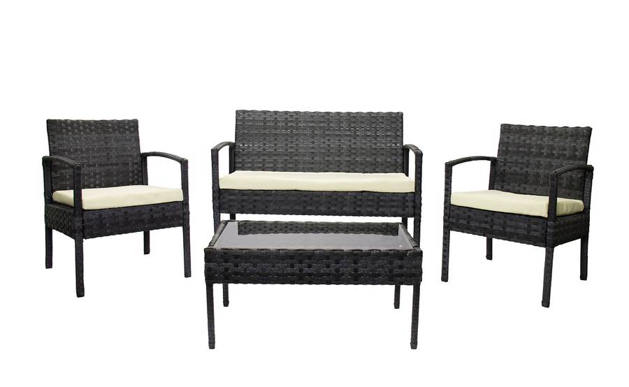 Rattan Miami  - 4pc Set Marbled Black