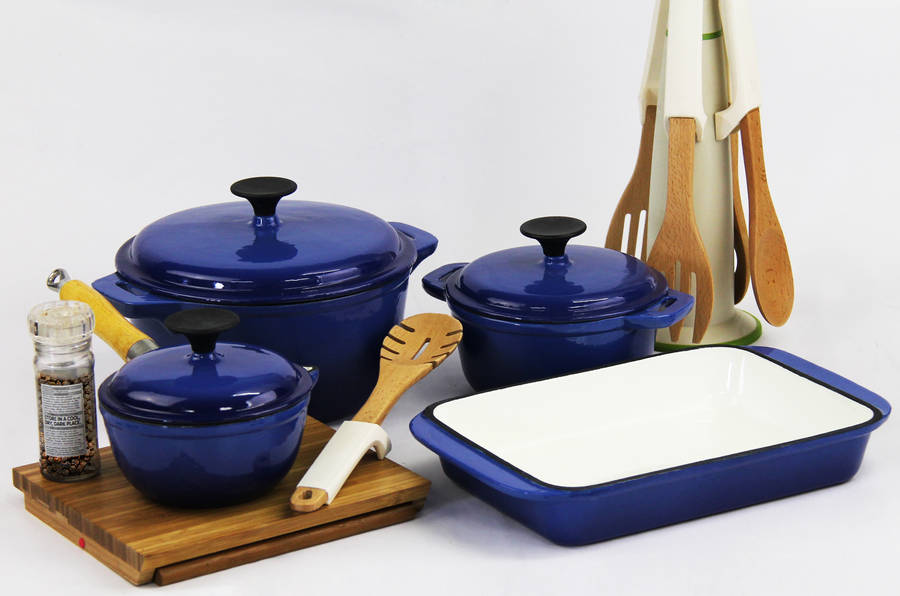 Fine Living - Lifestyle Cast Iron Set 7pc - Bue