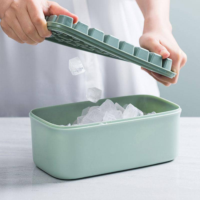 Fine living silicone ice tray box  green