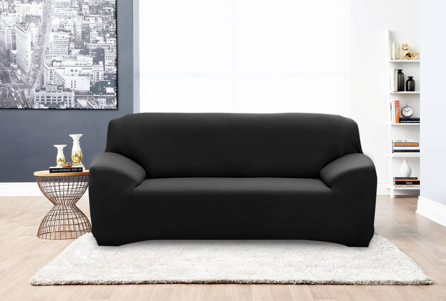 Fine Living 2 Seater Couch Cover -  Black