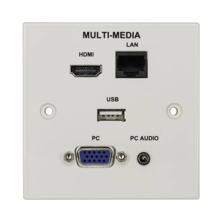 Multimedia Face Plate - 1X Hdmi, 1X Lan, 1X Usb, 1X Vga, 1X Audio