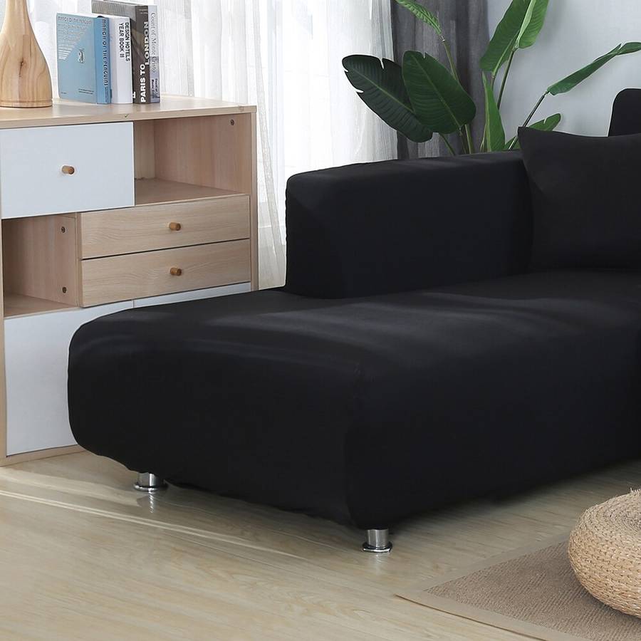 Fine Living L Shape Couch Cover -  Black
