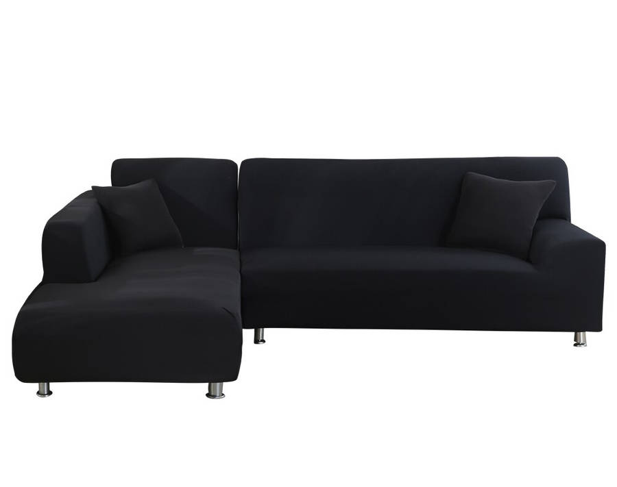 Fine Living L Shape Couch Cover -  Black