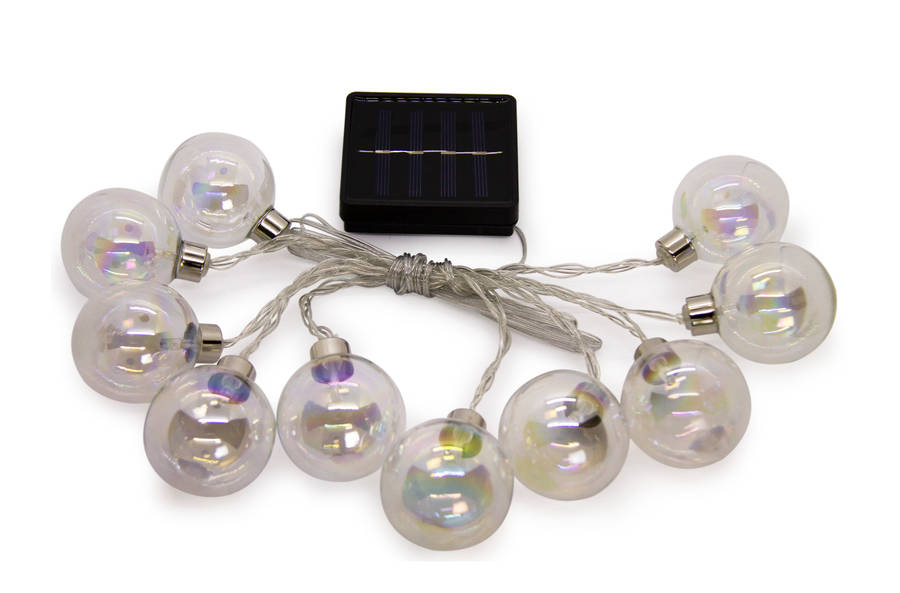 Solar LED Fairy Lights | Silver Ball | 10pc