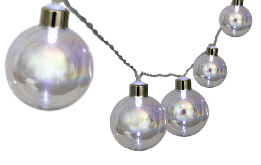 Solar LED Fairy Lights | Silver Ball | 10pc