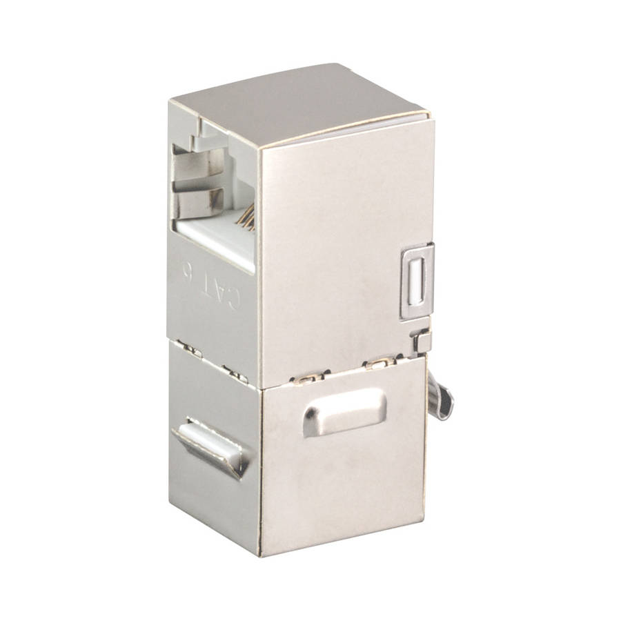 Linkqnet Cat6 Shielded Inline Snap-In Coupler With 90 Degree Down Angled Port