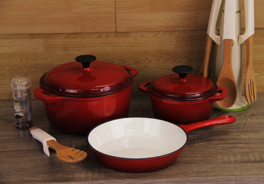 Fine Living | Lifestyle Cast Iron Set - 5pc - Red